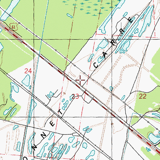 Topographic Map of Bonnet Carre Floodway, LA