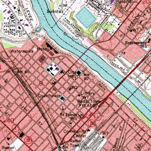 Topographic Map of Alexandria, LA