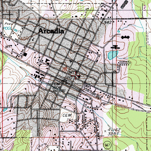 Topographic Map of Arcadia, LA