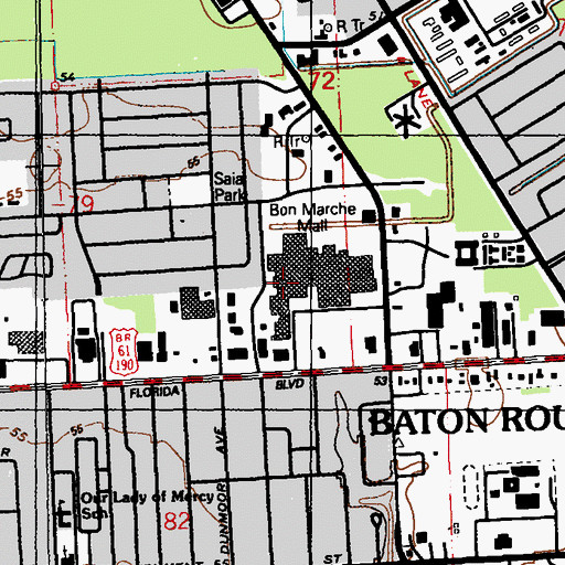Topographic Map of Bon Marche Mall, LA
