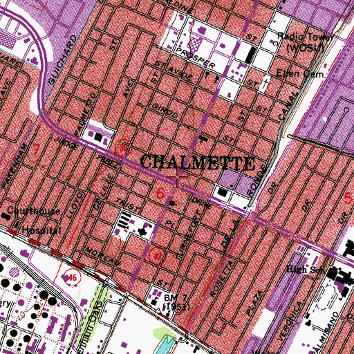 Topographic Map of Chalmette, LA