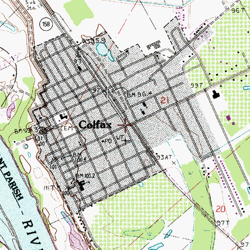 Topographic Map of Colfax, LA