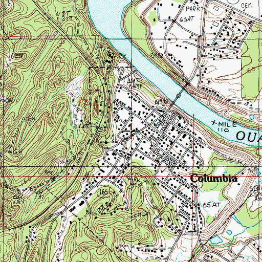 Topographic Map of Columbia, LA