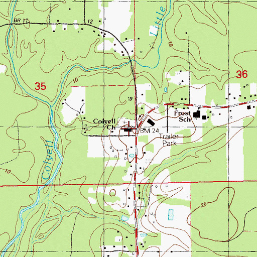 Topographic Map of Colyell Baptist Church, LA