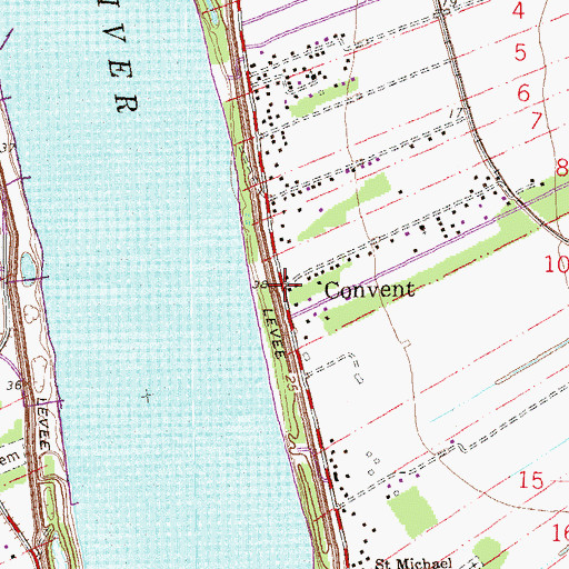Topographic Map of Convent, LA