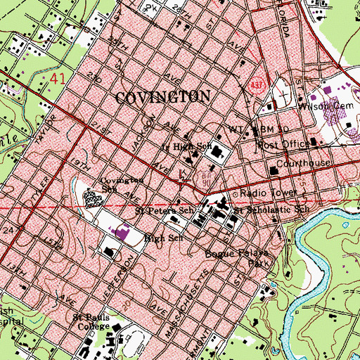 Topographic Map of Covington, LA