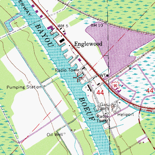 Topographic Map of Englewood, LA