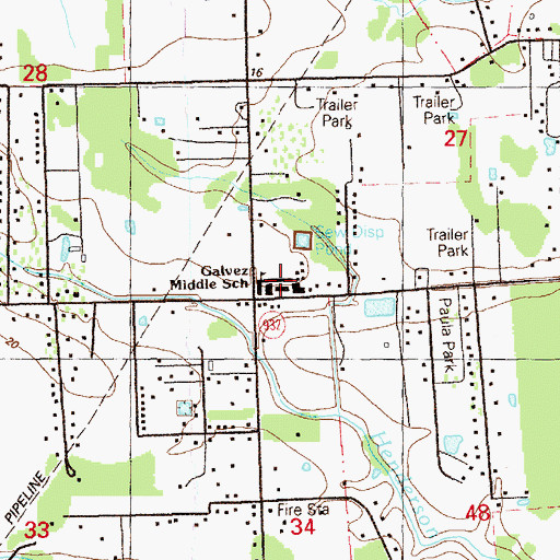 Topographic Map of Galvez Middle School, LA