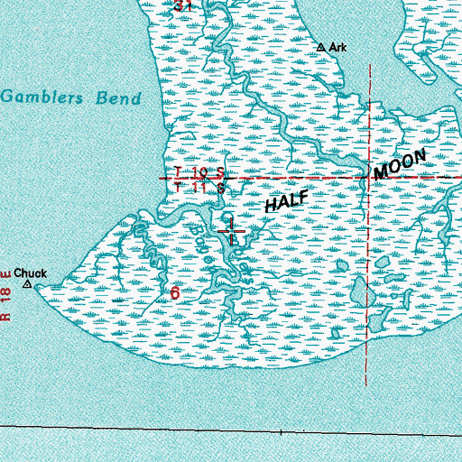 Topographic Map of Gamblers Bayou, LA