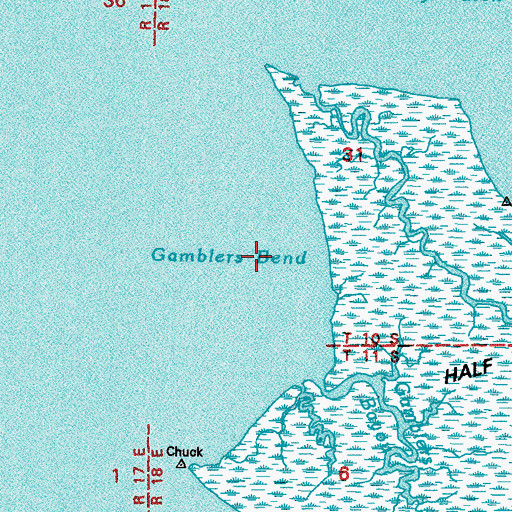 Topographic Map of Gamblers Bend, LA
