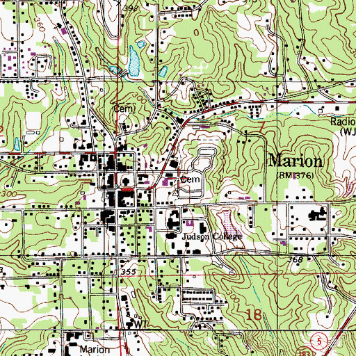 Topographic Map of Church Square, AL