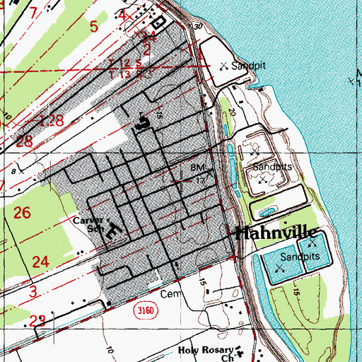 Topographic Map of Hahnville, LA