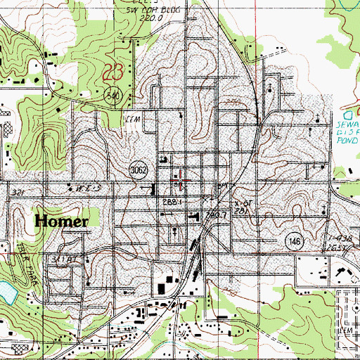 Topographic Map of Homer, LA