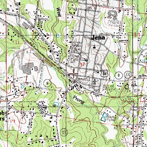 Topographic Map of Jena, LA