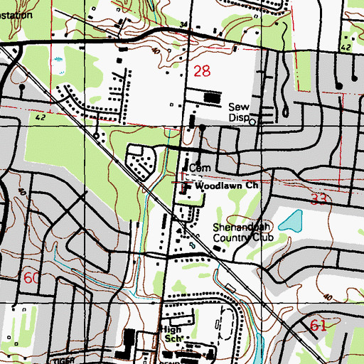 Topographic Map of Woodlawn Baptist Church, LA