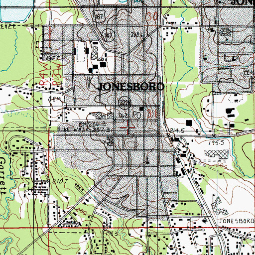 Topographic Map of Jonesboro, LA