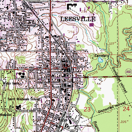 Topographic Map of Leesville, LA