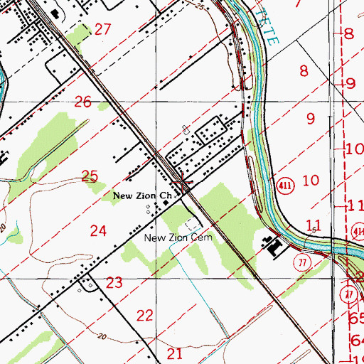 Topographic Map of New Zion Church, LA