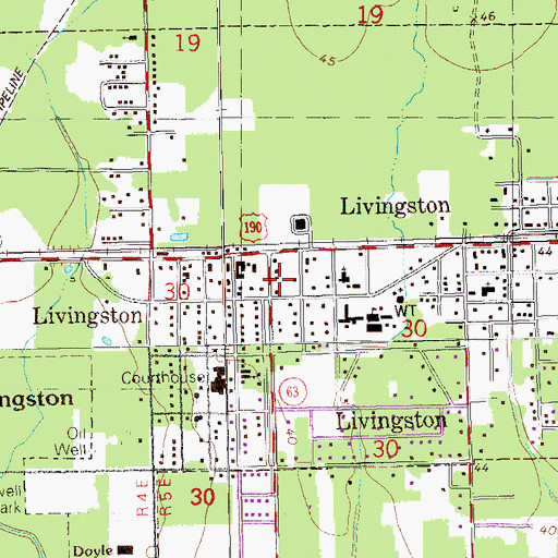 Topographic Map of Livingston, LA