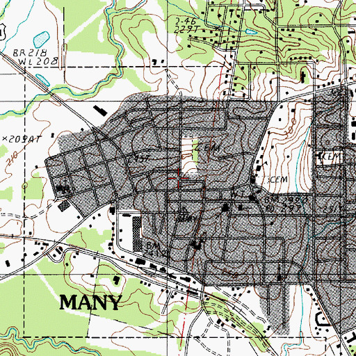 Topographic Map of Many, LA