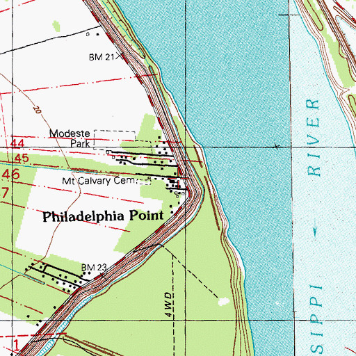 Topographic Map of New Mount Calvary Church, LA