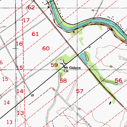 Topographic Map of Mount Gideon Church, LA