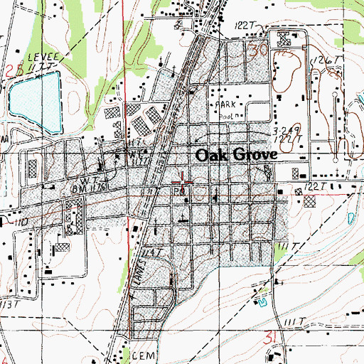 Topographic Map of Oak Grove, LA