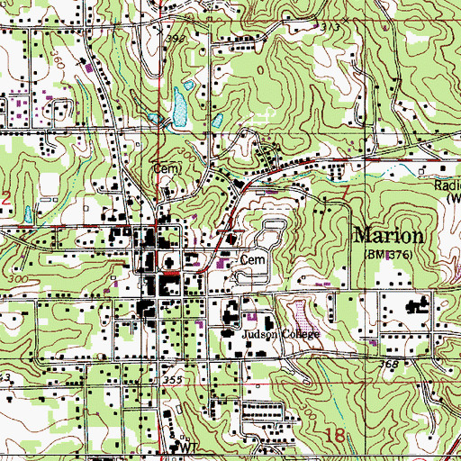 Topographic Map of Church of Christ, AL