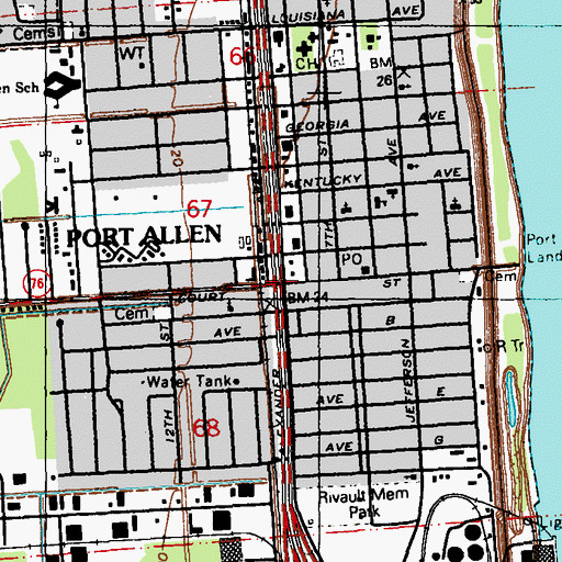 Topographic Map of Port Allen, LA