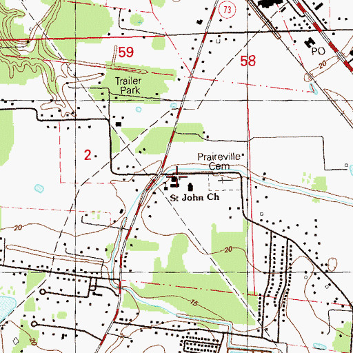 Topographic Map of Saint John the Evangelist Church, LA
