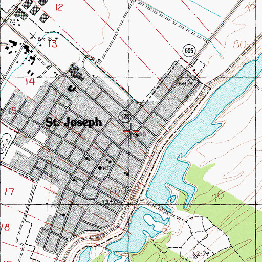 Topographic Map of Saint Joseph, LA