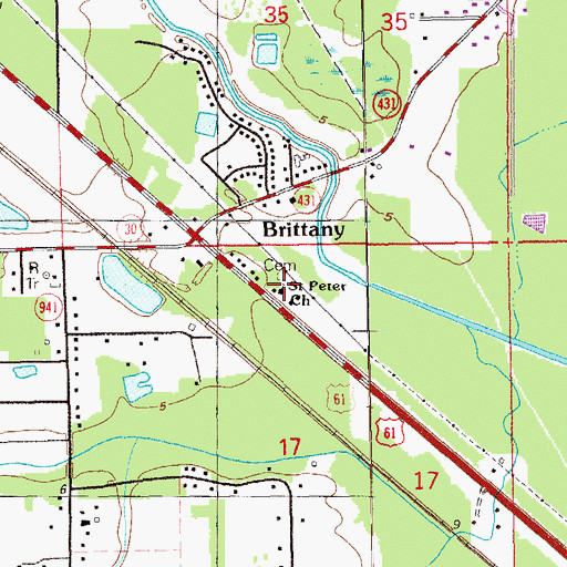 Topographic Map of Saint Peter Baptist Church, LA