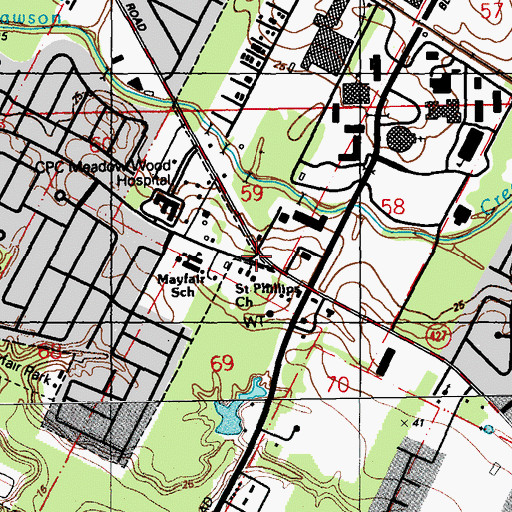 Topographic Map of Saint Phillips Church, LA