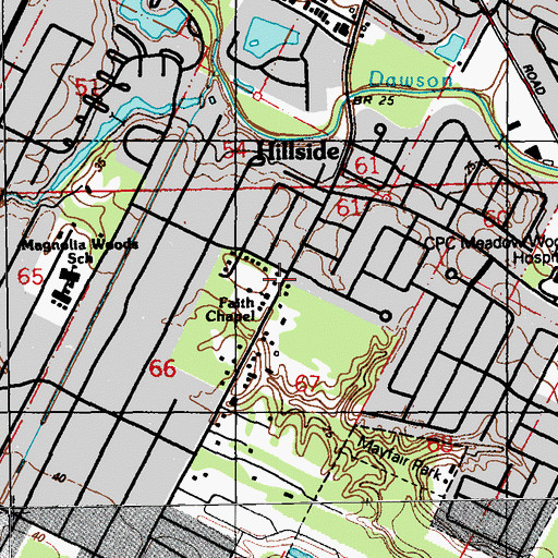 Topographic Map of Faith Chapel Church of God, LA
