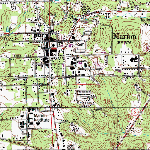Topographic Map of Bowling Library, AL