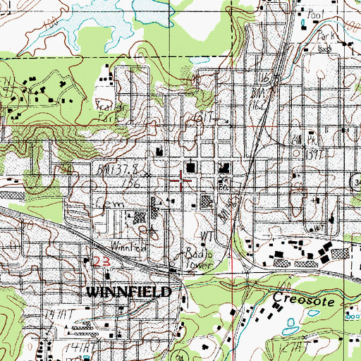 Topographic Map of Winnfield, LA