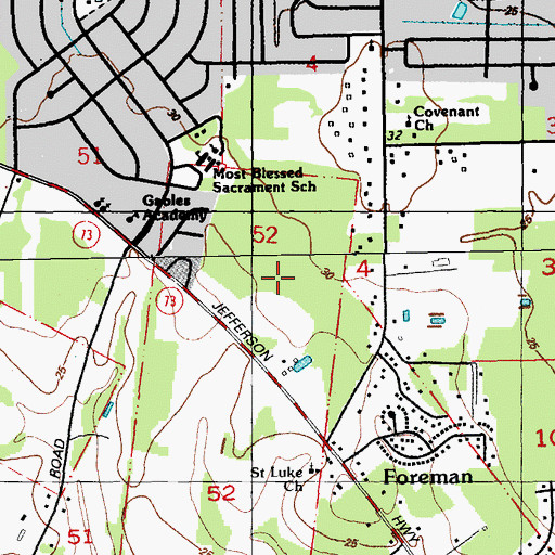 Topographic Map of Woodlawn High School, LA