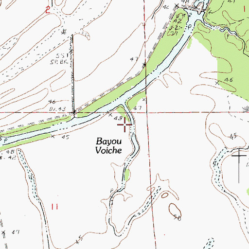 Topographic Map of Bayou Voinche, LA