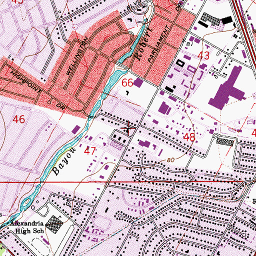 Topographic Map of Jackson Street Presbyterian Church, LA