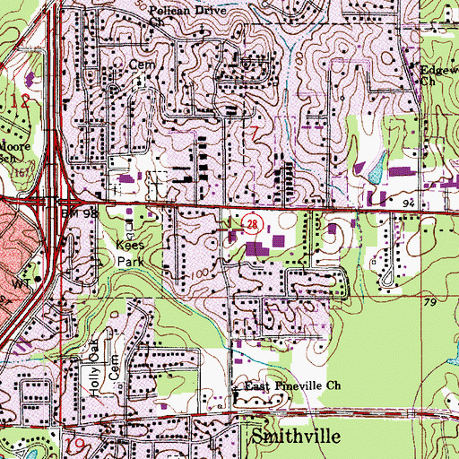 Topographic Map of Pineville Post Office, LA