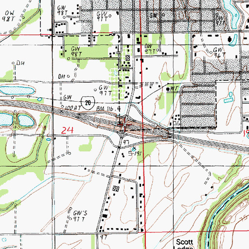 Topographic Map of Interchange 153, LA