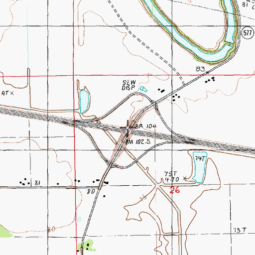 Topographic Map of Interchange 157, LA