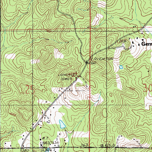 Topographic Map of Germantown Lookout Tower, LA