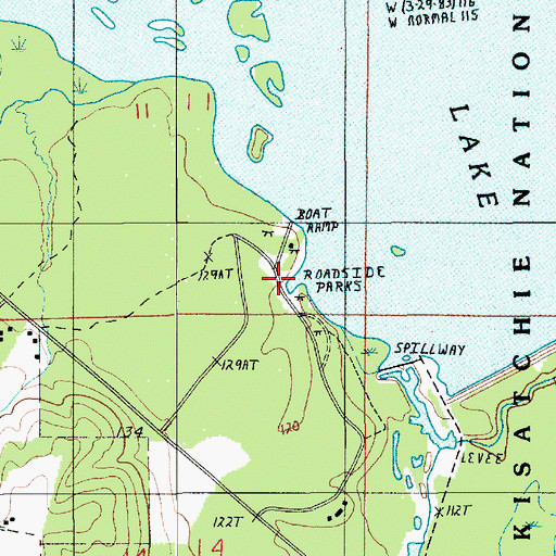 Topographic Map of Corney Lake Picnic Area, LA