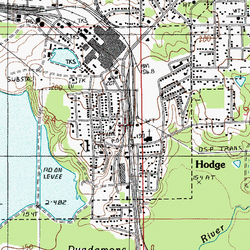 Topographic Map of Hodge Post Office, LA