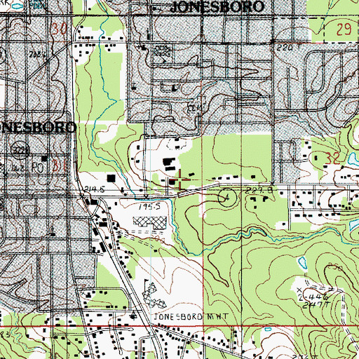 Topographic Map of Jonesboro Post Office, LA