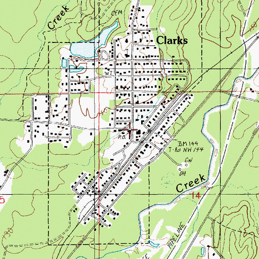 Topographic Map of Clarks Post Office, LA