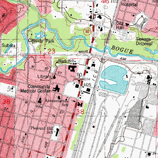 Topographic Map of Bogalusa Post Office, LA