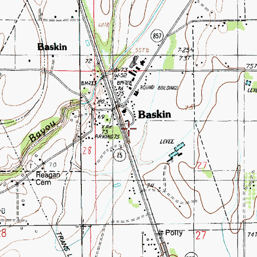 Topographic Map of Baskin Post Office, LA