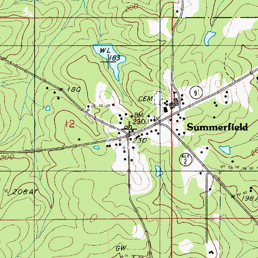 Topographic Map of Summerfield Post Office, LA